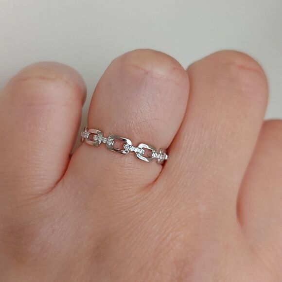 925 Sterling Silver Links Ring - Picture 7 of 8